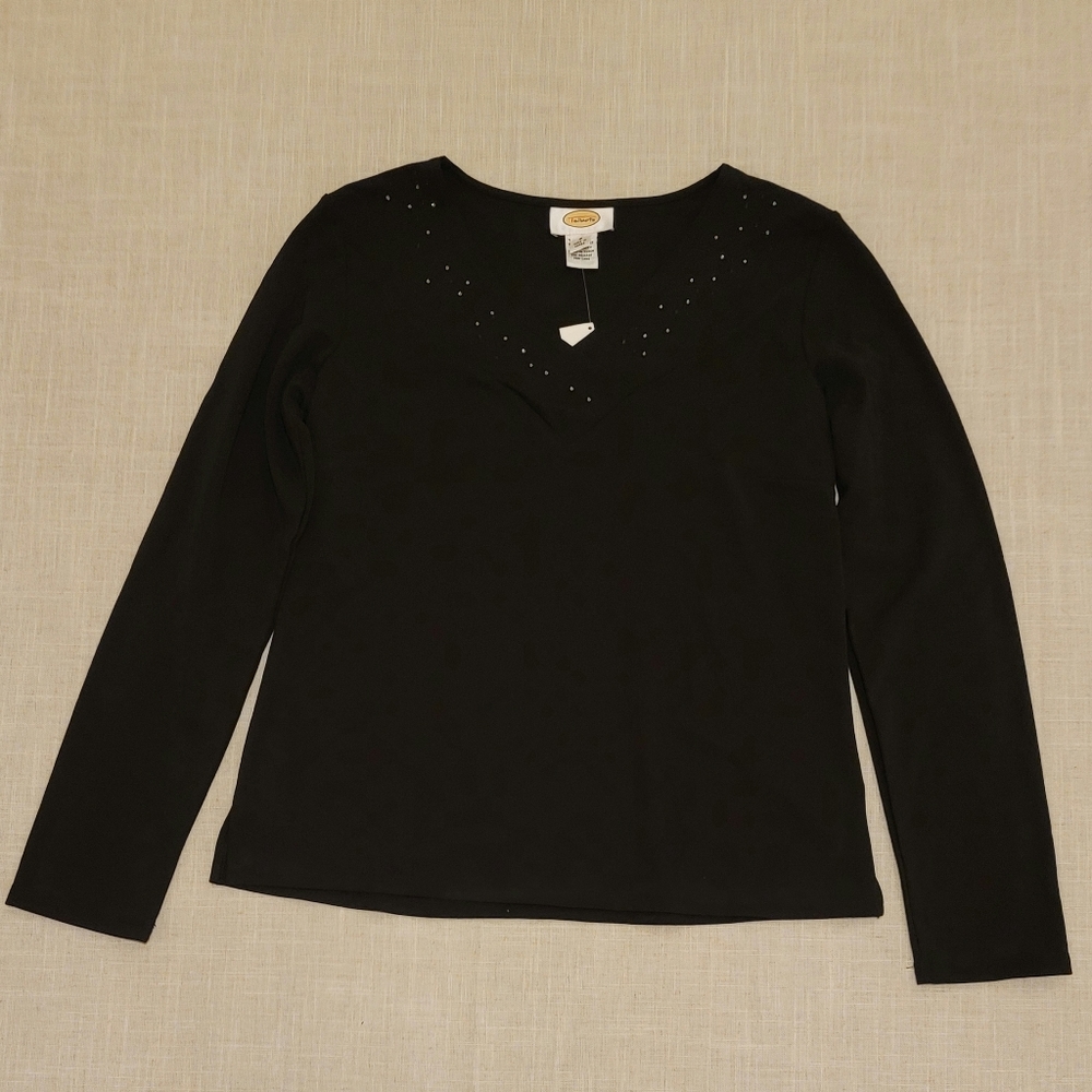 Talbots Rhinestone-Embellished V-Neck Top